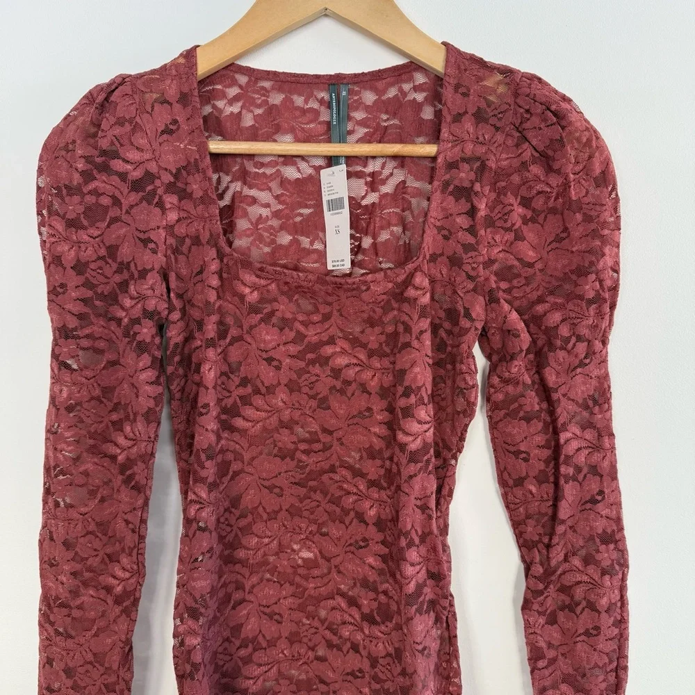 NWT Anthropologie Puff-Sleeve Sheer Lace Top Feminine Whimsy Festival BohoXS